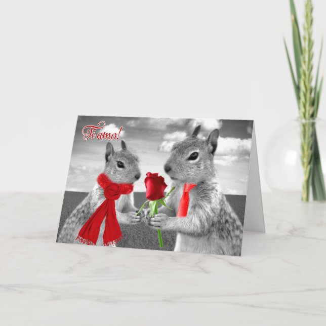 Italienska I Kärlek You Romantic Squirrels Ti Amo  Kort (Framsida)
