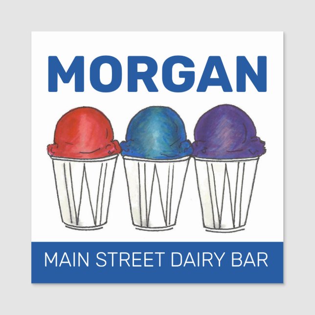 Italienska Ices Sno Cone Shaved Ice Piragua Namnbricka (Framsida)