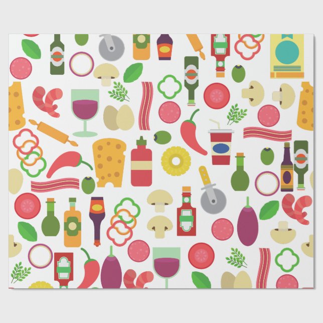 Italienska ingredienser i matpizzeria presentpapper (Platt)
