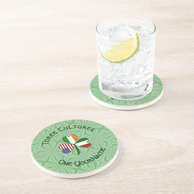 Italienska Irländska Amerikanska Flaggor Shamrock  Underlägg (Sidan)