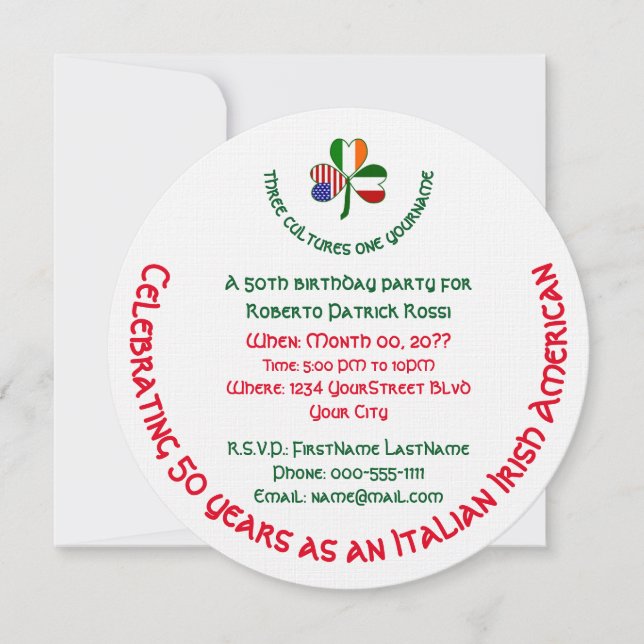 Italienska irländska amerikanska Shamrock Personli Inbjudningar (Framsida)