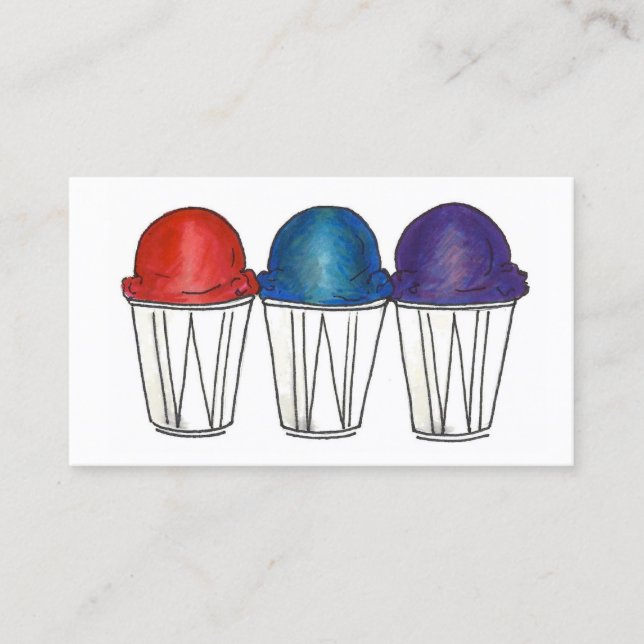 Italienska issäckskålen Sno Cone Shaved Ice Food S Visitkort (Framsida)