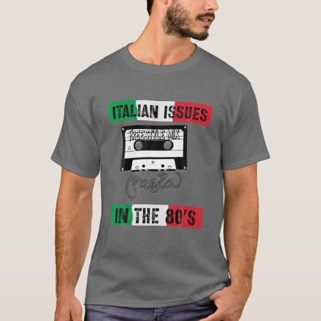 Italienska Issues Flagga Pasta Cassette 80S, itali T Shirt (Framsida)