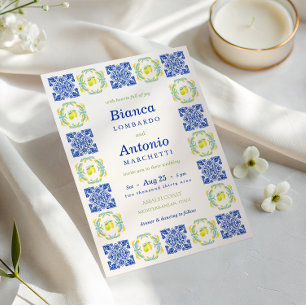 Italienska Italien Amalfi Kusten Lemon Tile Bröllo Inbjudningar