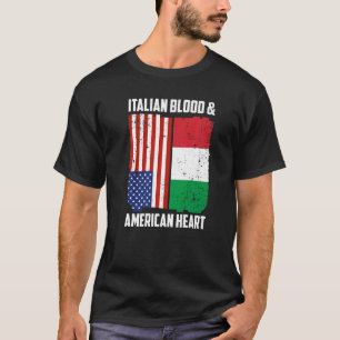 Italienska Italien Blood & American Heart Italiens T Shirt