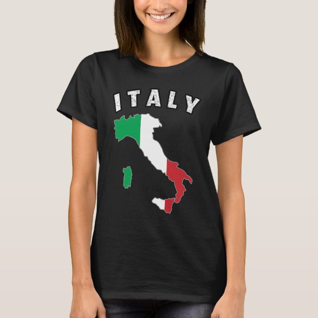 Italienska Italien Flagga Souvenir Italia Karta Vi T Shirt (Framsida)