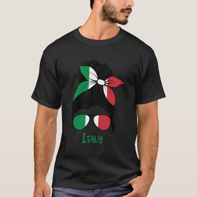 Italienska Italien Italia Flagga T Shirt (Framsida)