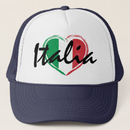 Italienska Italien Italia Kärlek Heart Flagga Truc Keps