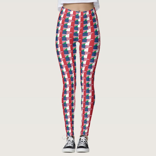 Italienska Italien USA flagga Leggings (Framsida)