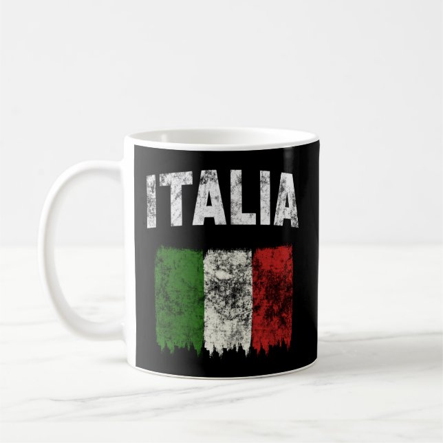 Italienska - italienska Flagga Distress Kaffemugg (Vänster)