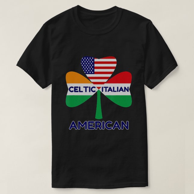 Italienska italienska Flagga och keltiska Shamrock T Shirt (Design framsida)
