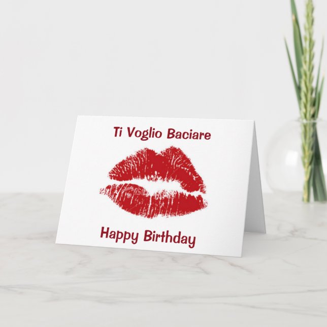 ITALIENSKA "JAG VILL KISSA U" PÅ DIN BIRTHDAG KORT (Framsida)