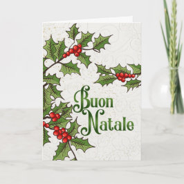 Italienska julbuon Natale Holly Berries Helgkort