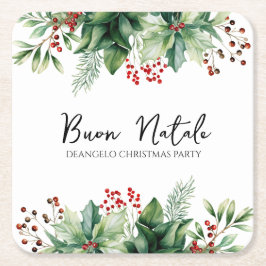 Italienska julbuon Natale Party Underlägg Papper Kvadrat