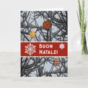 Italienska julprydnader på Snowy Grenar Helgkort