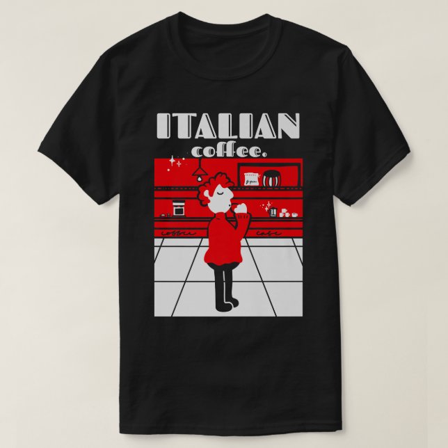 Italienska Kaffe Älskare Espresso Mid Century Mode T Shirt (Design framsida)