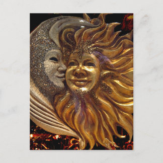 Italienska karnavalmasker Sol och Måne Vykort