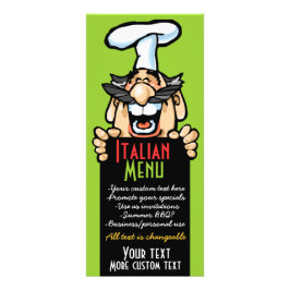 Italienska kocken party catering-menyn pizza bbq reklamkort
