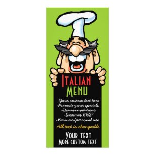 Italienska kocken party catering-menyn pizza bbq reklamkort
