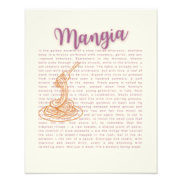 Italienska köksmuren | ’Mangia’ Food Quote Pri Fototryck