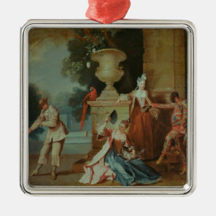 Italienska komiker i en parkera, c.1725 julgransprydnad metall