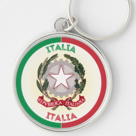Italienska kulturarvsemblem rund silverfärgad nyckelring