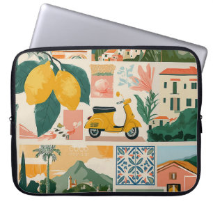 Italienska kustcollage - Medelhavets sommarstämnin Laptop Fodral