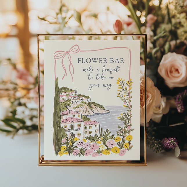 Italienska kustens bröllopsdusch blomsterbar poster (Skapare uppladdad)