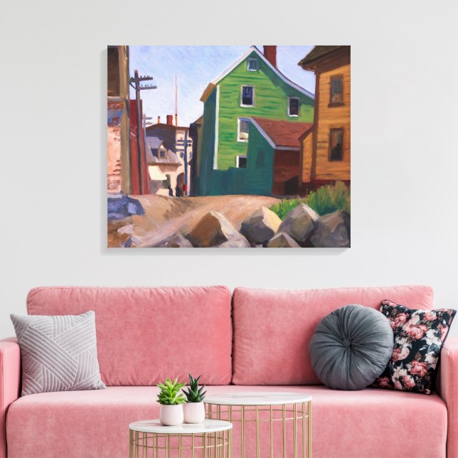 Italienska kvarteren, Gloucester | Edward Hopper | Canvastryck (Insitu (Vardagsrum))