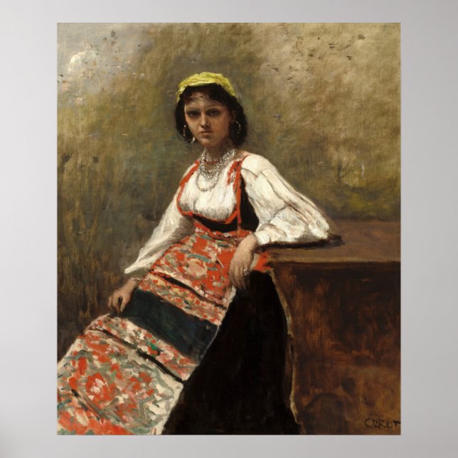Italienska kvinnor - Jean-Baptiste - Corot Fine Ar Poster (Framsidan)