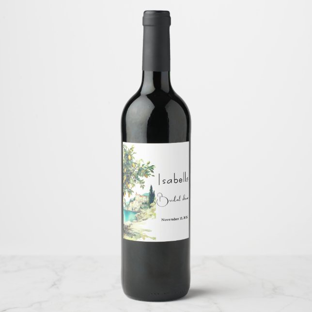 Italienska La Dolce Vita Bröllopsdusch Vinflaska Etikett (Framsida)
