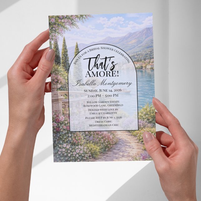 Italienska Lake Como That's Amore Bröllopsdusch Inbjudningar (Italian Lake Como That’s Amore Bridal Shower Invitations
)