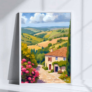 Italienska landsbygden Vattenfärg för resor i vi Poster