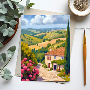 Italienska landsbygden   Vattenfärg resa vingård Vykort