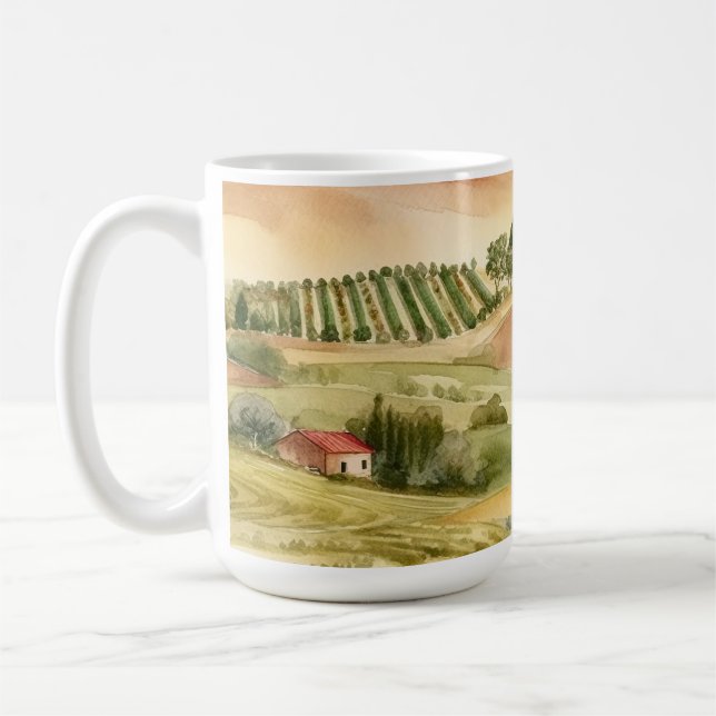 Italienska landskapet Scenia Italien Watercolor Kaffemugg (Vänster)