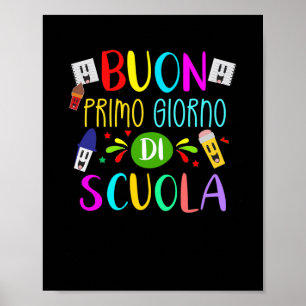 Italienska läraren Lycklig första skoldagen tillba Poster