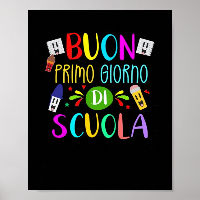 Italienska läraren Lycklig första skoldagen tillba Poster (Framsidan)