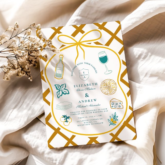 Italienska Lattice Food Bröllop Sketch Inbjudningar (Skapare uppladdad)