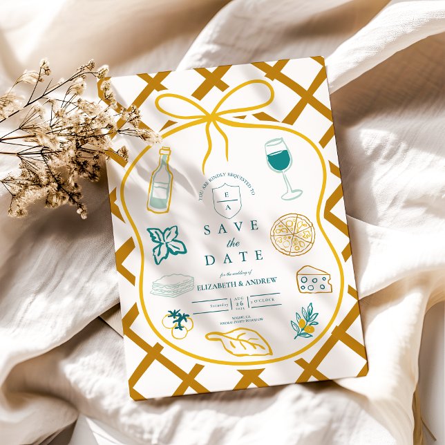 Italienska Lattice Food Bröllop Sketch Spara Datumet (Skapare uppladdad)