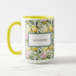 Italienska Lemon Blommar Mediterranean Watercolor Mugg