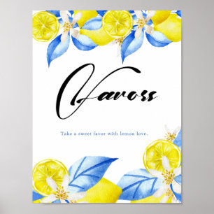 Italienska lemon blomster bröllopsduschgåvor poster