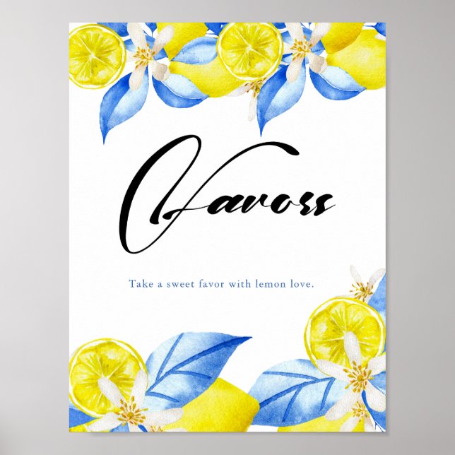 Italienska lemon blomster bröllopsduschgåvor poster (Framsidan)