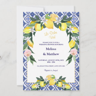 Italienska Lemon Blue Tiles par Möhippa Inbjudningar