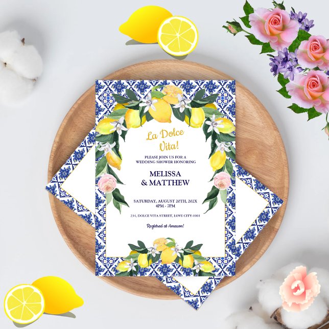Italienska Lemon Blue Tiles par Möhippa Inbjudningar (Skapare uppladdad)