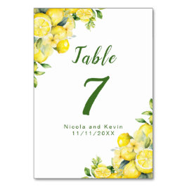 Italienska Lemon Greenery Ram Bröllop Bordsnummer