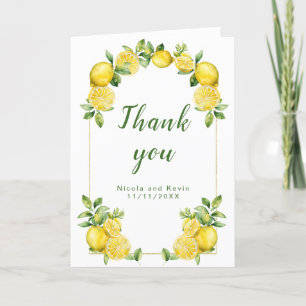 Italienska Lemon Greenery Ram Bröllop Tack Kort