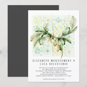 Italienska Lemon Grove   Boho Botanical Bröllop Inbjudningar
