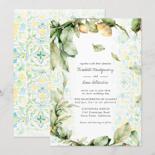 Italienska Lemon Grove   Boho Botanical Bröllop Inbjudningar