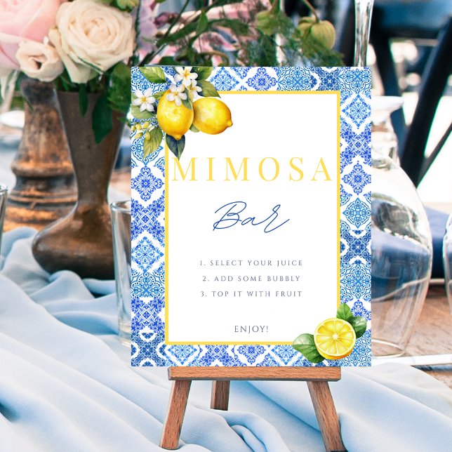 Italienska Lemon Möhippa Mimosa-tecken Poster (Italian Lemon Bridal Shower Mimosa Sign Poster)