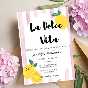 Italienska Lemon Möhippa Rosa Dolce Vita Doodle Inbjudningar